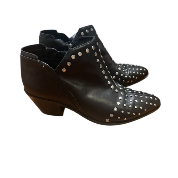 1.STATE Studded Black Leather Ankle Boots Edgy Minimal Western Chic Sz 6 - Picture 4 of 5